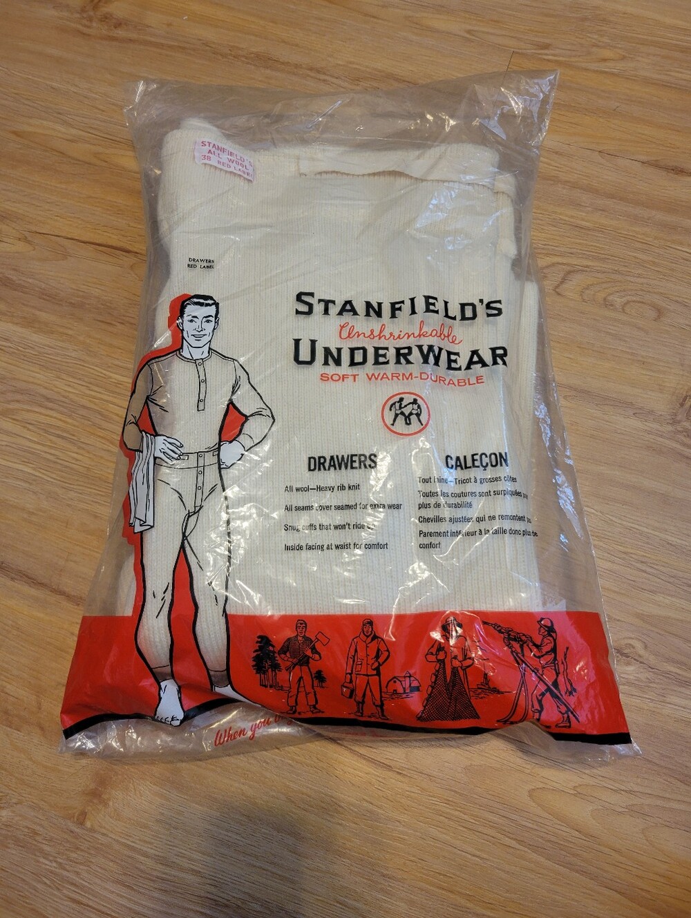 Vintage Stanfield’s Red Label Wool Drawers Long Johns - Size 38